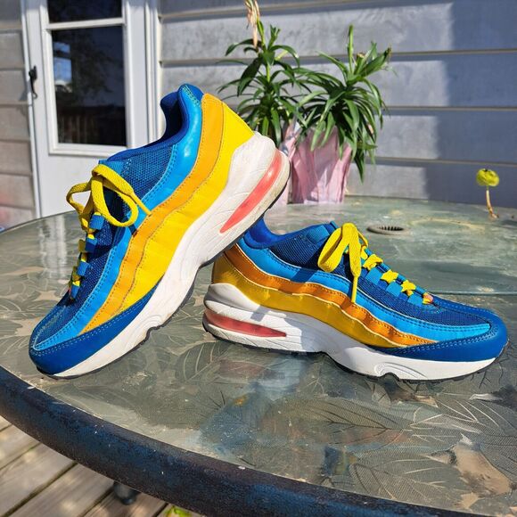 NIKE AIR MAX 95 GS SNEAKERS WOMENS SIZE 5.5 Y FLASH CRIMSON LAGOON 90'S MASHUP - Picture 2 of 9